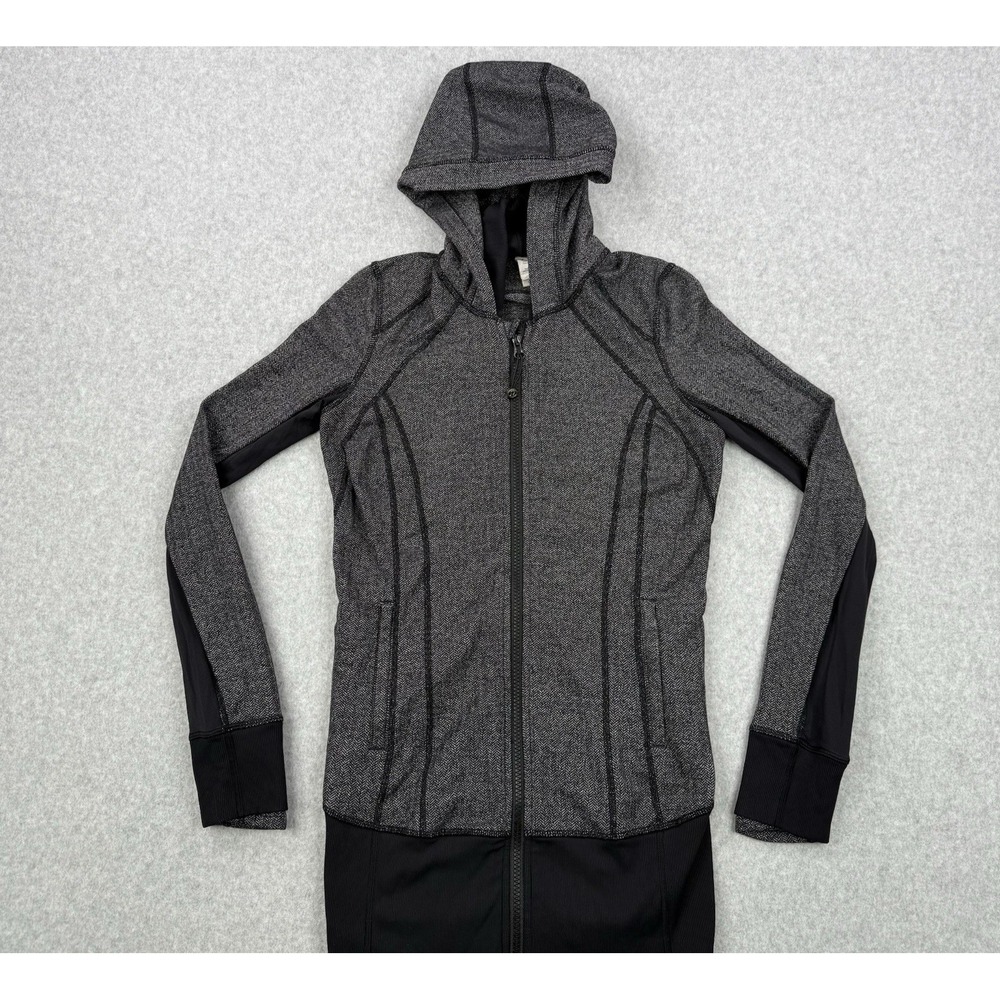 Lululemon Jacket Womens 6 Gray Daily Practice Full Zip Hooded Stretch Active
